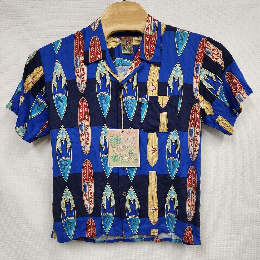 Pineapple Connection Mens Xl‎ Surf Boards Royal 6802 Blue Button Up Hawaiian - Picture 2 of 7